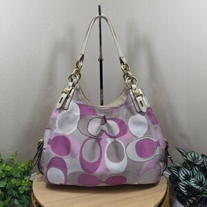 Coach Mia Signature Embroidered Scarf Print Maggie Shoulder Bag